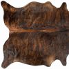 6' X 7' Brown And Black Cowhide Print Area Rug