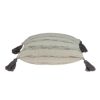 Beige and Gray Striped Cotton Throw Pillow With Tassels - 18"