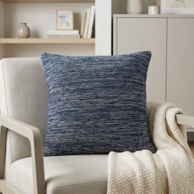 Blue Woven Cotton Blend Throw Pillow - 20"