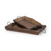 Brown Rectangular Wood Indoor Outdoor Serving Tray With Handles - Set of Two