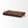 Brown Rectangular Wood Indoor Outdoor Serving Tray With Handles - Set of Two