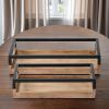 Brown Wood Indoor Outdoor Tray With Handles - Set of Two