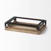 Brown Wood Indoor Outdoor Tray With Handles - Set of Two