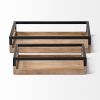 Brown Wood Indoor Outdoor Tray With Handles - Set of Two