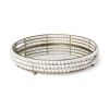 Antiqued Gold And White Metal Wood And Mirrored Glass Round Vanity Tray - 22"