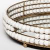 Antiqued Gold And White Metal Wood And Mirrored Glass Round Vanity Tray - 22"