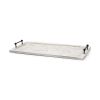 White and Natural Wood Indoor Outdoor Tray With Handles - 35"