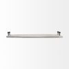 White and Natural Wood Indoor Outdoor Tray With Handles - 35"