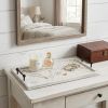 White and Natural Wood Indoor Outdoor Tray With Handles - 35"