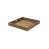 Brown Square Reclaimed Wood Tray With Handles - 24"