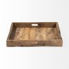 Brown Square Reclaimed Wood Tray With Handles - 24"