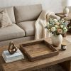 Brown Square Reclaimed Wood Tray With Handles - 24"