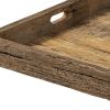 Brown Square Reclaimed Wood Tray With Handles - 24"