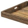 Brown Square Reclaimed Wood Tray With Handles - 24"