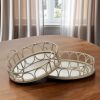Brown Round Wood Indoor Outdoor Vanity Tray With Handles - Set of Two