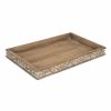 Brown Distressed Finish Wood Tray With Side Carvings - 17"