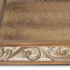 Brown Distressed Finish Wood Tray With Side Carvings - 17"