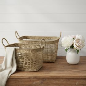 Brown Wicker Basket, Set of Two