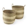 Natural And Beige Wicker Basket - Set of Two