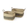 Natural And Black Rattan Basket, Set of Two