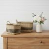 Natural And Black Rattan Basket, Set of Two