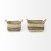 Natural And Black Rattan Basket, Set of Two