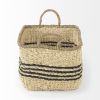 Natural And Black Rattan Basket, Set of Two