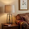 Bronze Lamp Base LED With Beige Shade - 29"