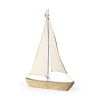 Brown Wood and Fabric Sailboat Tabletop Sculpture - 32"