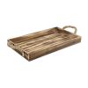Brown Distressed Wood Handmade Serving Tray With Rope Handles - 20"
