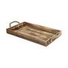 Brown Distressed Wood Handmade Serving Tray With Rope Handles - 20"