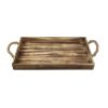 Brown Distressed Wood Handmade Serving Tray With Rope Handles - 20"