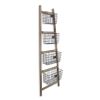Natural And Black Wood And Metal Storage Ladder With Baskets - 73"