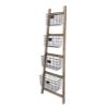 Natural And Black Wood And Metal Storage Ladder With Baskets - 73"