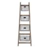 Natural And Black Wood And Metal Storage Ladder With Baskets - 73"