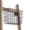 Natural And Black Wood And Metal Storage Ladder With Baskets - 73"