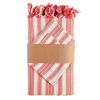 Red And White Striped Cotton Tablecloth - 71" X 95"