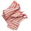 Red And White Striped Cotton Tablecloth - 71" X 95"