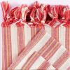 Red And White Striped Cotton Tablecloth - 71" X 95"