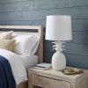 White Pineapple Table Lamp With Empire Shade - 17"