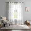 White Wave Embroidered Window Panels - Set of Two - 84"
