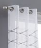 White Wave Embroidered Window Panels - Set of Two - 84"
