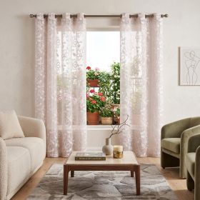 Blush Floral Embroidered Window Panels - Set of Two - 84"