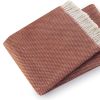 Terra Cotta Woven Cotton Plush Throw Blanket - 70" X 55"