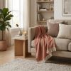 Terra Cotta Woven Cotton Plush Throw Blanket - 70" X 55"