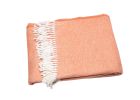 Coral And Ivory Cotton Woven Plush Throw Blanket with Tassels - 55" X 70"