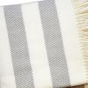 Cream and Gray Slanted Stripe Fringed Throw Blanket
