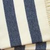 Blue And Cream Striped Cotton Plush Throw Blanket - 55" X 70"