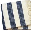 Blue And Cream Striped Cotton Plush Throw Blanket - 55" X 70"