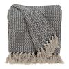Beige and Black Quilted Cotton Abstract Throw Blanket - 52" X 67"